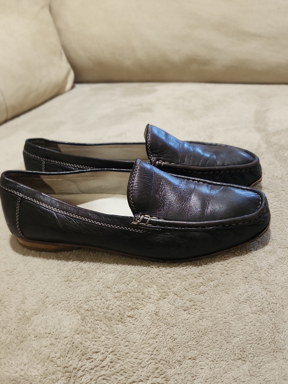 Dark Brown  Leather Slip-On Loafers